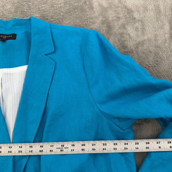 Talbots Plus Blue Linen One Button Blazer Women's size 20W - Picture 5 of 6